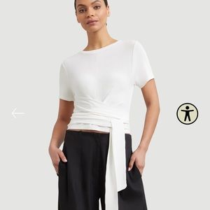 Modern Citizen Jude Cropped Wrap Blouse, size M, in cream.